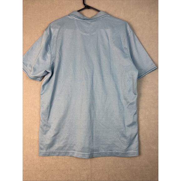 Tommy Bahama Shirt Mens Lg Short‎ Sleeve Polo Baby Blue Striped Cotton Blend - Picture 8 of 8